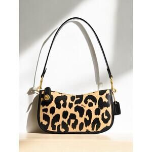 NWT Coach CM513 Leopard Print Leather Swinger 20 Bag
